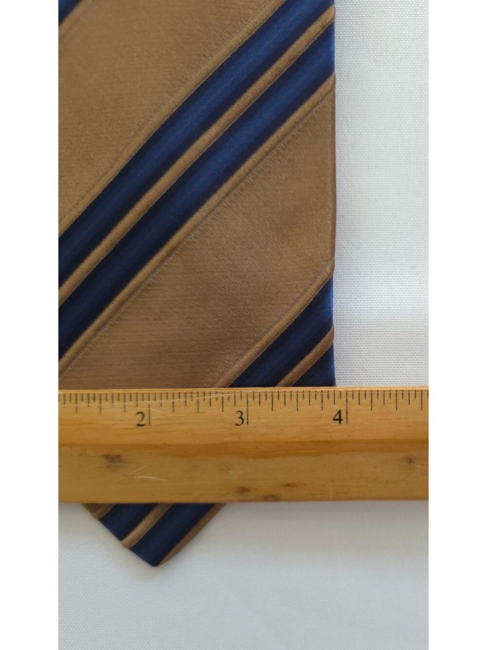 Kiton Napoli Bronze-Brown & Blue Striped 100% Silk Tie - Made In Italy - Picture 3 of 4
